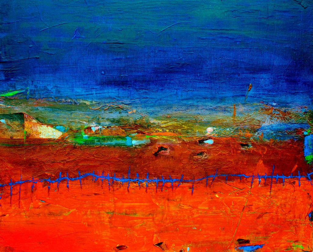Orange Field with Blue Fence (Sold)
