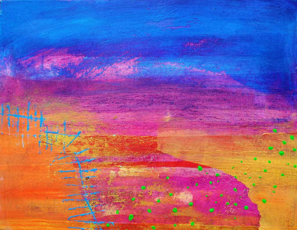 Blue Fence Green Spots