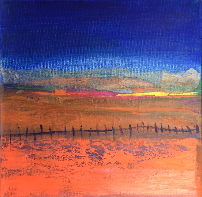 Blue and Orange Landscape with Fence